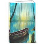 Swamp Bayou Rowboat Sunset Landscape Lake Water Moss Trees Logs Nature Scene Boat Twilight Quiet 8  x 10  Softcover Notebook