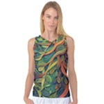 Outdoors Night Setting Scene Forest Woods Light Moonlight Nature Wilderness Leaves Branches Abstract Women s Basketball Tank Top