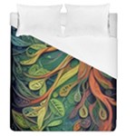 Outdoors Night Setting Scene Forest Woods Light Moonlight Nature Wilderness Leaves Branches Abstract Duvet Cover (Queen Size)