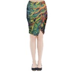 Outdoors Night Setting Scene Forest Woods Light Moonlight Nature Wilderness Leaves Branches Abstract Midi Wrap Pencil Skirt