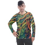 Outdoors Night Setting Scene Forest Woods Light Moonlight Nature Wilderness Leaves Branches Abstract Men s Pique Long Sleeve T-Shirt