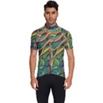 Outdoors Night Setting Scene Forest Woods Light Moonlight Nature Wilderness Leaves Branches Abstract Men s Short Sleeve Cycling Jersey