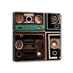 Retro Electronics Old Antiques Texture Wallpaper Vintage Cassette Tapes Retrospective Mini Canvas 4  x 4  (Stretched)