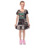 Retro Electronics Old Antiques Texture Wallpaper Vintage Cassette Tapes Retrospective Kids  Short Sleeve Velvet Dress