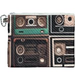 Retro Electronics Old Antiques Texture Wallpaper Vintage Cassette Tapes Retrospective Canvas Cosmetic Bag (XXXL)