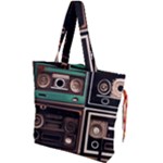 Retro Electronics Old Antiques Texture Wallpaper Vintage Cassette Tapes Retrospective Drawstring Tote Bag