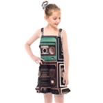 Retro Electronics Old Antiques Texture Wallpaper Vintage Cassette Tapes Retrospective Kids  Overall Dress