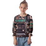 Retro Electronics Old Antiques Texture Wallpaper Vintage Cassette Tapes Retrospective Kids  Cuff Sleeve Top