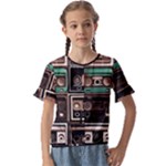 Retro Electronics Old Antiques Texture Wallpaper Vintage Cassette Tapes Retrospective Kids  Cuff Sleeve Scrunch Bottom T-Shirt