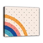 Abstract Geometric Bauhaus Polka Dots Retro Memphis Rainbow Deluxe Canvas 20  x 16  (Stretched)