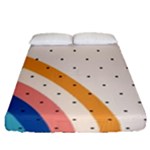 Abstract Geometric Bauhaus Polka Dots Retro Memphis Rainbow Fitted Sheet (Queen Size)