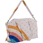 Abstract Geometric Bauhaus Polka Dots Retro Memphis Rainbow Canvas Crossbody Bag