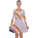 Abstract Geometric Bauhaus Polka Dots Retro Memphis Rainbow Quarter Sleeve Skater Dress