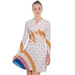 Abstract Geometric Bauhaus Polka Dots Retro Memphis Rainbow Long Sleeve Panel Dress