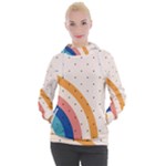 Abstract Geometric Bauhaus Polka Dots Retro Memphis Rainbow Women s Hooded Pullover