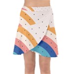 Abstract Geometric Bauhaus Polka Dots Retro Memphis Rainbow Wrap Front Skirt