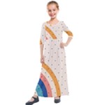 Abstract Geometric Bauhaus Polka Dots Retro Memphis Rainbow Kids  Quarter Sleeve Maxi Dress