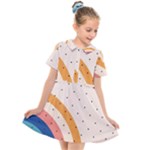 Abstract Geometric Bauhaus Polka Dots Retro Memphis Rainbow Kids  Short Sleeve Shirt Dress