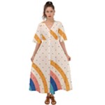 Abstract Geometric Bauhaus Polka Dots Retro Memphis Rainbow Kimono Sleeve Boho Dress