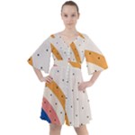 Abstract Geometric Bauhaus Polka Dots Retro Memphis Rainbow Boho Button Up Dress