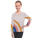 Abstract Geometric Bauhaus Polka Dots Retro Memphis Rainbow Kids  Long Mesh T-Shirt