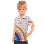 Abstract Geometric Bauhaus Polka Dots Retro Memphis Rainbow Kids  Polo T-Shirt