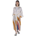 Abstract Geometric Bauhaus Polka Dots Retro Memphis Rainbow Maxi Satin Kimono