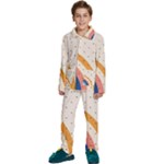 Abstract Geometric Bauhaus Polka Dots Retro Memphis Rainbow Kids  Long Sleeve Velvet Pajamas Set