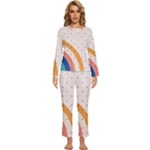Abstract Geometric Bauhaus Polka Dots Retro Memphis Rainbow Womens  Long Sleeve Lightweight Pajamas Set