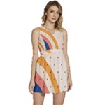 Abstract Geometric Bauhaus Polka Dots Retro Memphis Rainbow Sleeveless High Waist Mini Dress