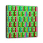 Trees Pattern Retro Pink Red Yellow Holidays Advent Christmas Mini Canvas 6  x 6  (Stretched)