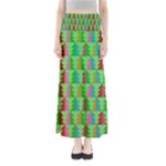 Trees Pattern Retro Pink Red Yellow Holidays Advent Christmas Full Length Maxi Skirt