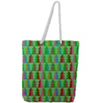 Trees Pattern Retro Pink Red Yellow Holidays Advent Christmas Full Print Rope Handle Tote (Large)