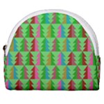 Trees Pattern Retro Pink Red Yellow Holidays Advent Christmas Horseshoe Style Canvas Pouch
