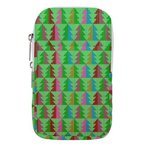 Trees Pattern Retro Pink Red Yellow Holidays Advent Christmas Waist Pouch (Large) from UrbanLoad.com