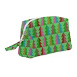 Trees Pattern Retro Pink Red Yellow Holidays Advent Christmas Wristlet Pouch Bag (Medium)