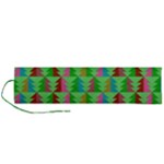 Trees Pattern Retro Pink Red Yellow Holidays Advent Christmas Roll Up Canvas Pencil Holder (L)