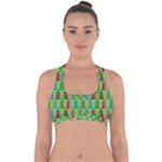 Trees Pattern Retro Pink Red Yellow Holidays Advent Christmas Cross Back Hipster Bikini Top 