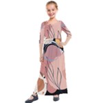 Abstract Boho Bohemian Style Retro Vintage Kids  Quarter Sleeve Maxi Dress