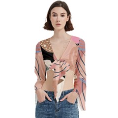 Abstract Boho Bohemian Style Retro Vintage Trumpet Sleeve Cropped Top from UrbanLoad.com