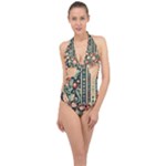 Winter Snow Holidays Halter Front Plunge Swimsuit