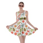 Background Pattern Flowers Design Leaves Autumn Daisy Fall Skater Dress