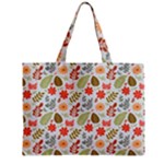 Background Pattern Flowers Design Leaves Autumn Daisy Fall Zipper Mini Tote Bag