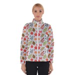 Background Pattern Flowers Design Leaves Autumn Daisy Fall Women s Bomber Jacket