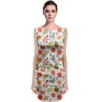 Background Pattern Flowers Design Leaves Autumn Daisy Fall Classic Sleeveless Midi Dress