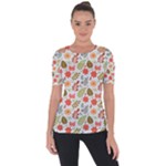 Background Pattern Flowers Design Leaves Autumn Daisy Fall Shoulder Cut Out Short Sleeve Top