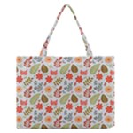 Background Pattern Flowers Design Leaves Autumn Daisy Fall Zipper Medium Tote Bag