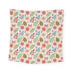 Background Pattern Flowers Design Leaves Autumn Daisy Fall Square Tapestry (Small)