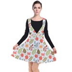Background Pattern Flowers Design Leaves Autumn Daisy Fall Plunge Pinafore Dress