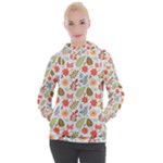 Background Pattern Flowers Design Leaves Autumn Daisy Fall Women s Hooded Pullover